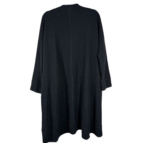 Out From Under Black Long Cardigan Sweater Open Front Textured Size Medium/Large - Picture 3 of 5